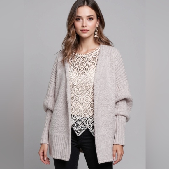 Anthro Angel Of The North Women's  Cardigan Knit Alpaca Blend Sweater Size Large - Picture 1 of 15